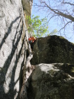 Sunday: Scrambling up the dead log/4th class at the start of South by Southwest