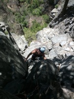 We linked the first two pitches with a bit of simul climbing (80m)