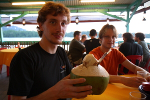 Julien enjoying a fresh coconut