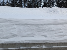 Truckee Elementary is behind this snowbank. A crew was shoveling the roof and they had to shovel snow UPWARDS... the roof is below the snow level.