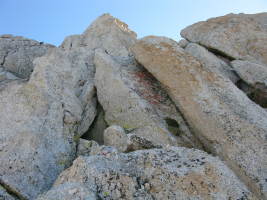 jumbled rocks before the top of the ridge