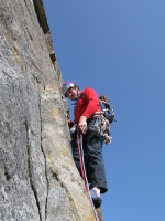 Rich starting up the crux pitch