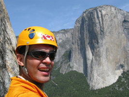 belaying with El Cap in the background