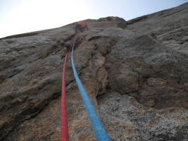 Second pitch, consist of an amazing 5.9 finger crack above me here