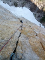 Melissa coming up the amazing second pitch of Central Pillar of Frenzy