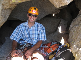 In the belay cave on top of pitch 2, White Punks on Dope