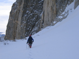 Heading down to the left couloir