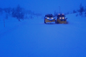 The two plows that escorted us out of Eidfjord in the early morning hours