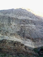 Looking up at the north face. Chossy rock!