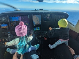 Corinne and Logan at the controls