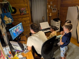 Ben showing film making to the kids