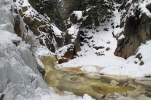 The cool river at the bottom of the canyon