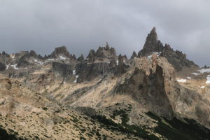 Happy not to be climbing today. It was cloudy, windy, and started raining..