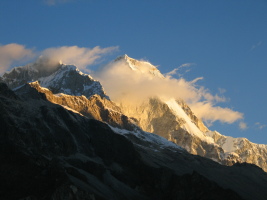 Sunset at the Huandoy peaks