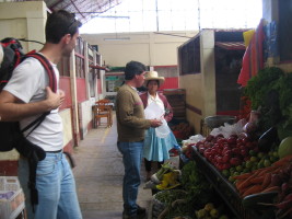 buying supplies at the market