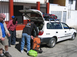 Packing our taxi to head to the Llanganuco Valley