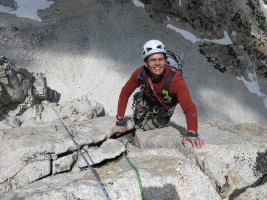 Michal looking happy after the 5.10a splitter pitch