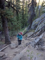 Slogging up the steep and dusty trail. At least it was very cool in the early morning!