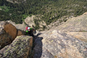 Near the top of the Mountaineer's Route, after the crux pitch