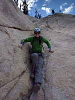 Downclimbing some slabs on the way down