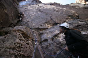 Starting up the third pitch, photo by Meder