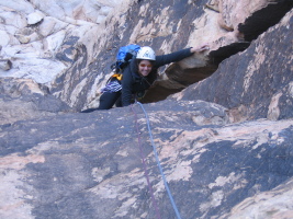 Parisa coming up the easy 2nd pitch