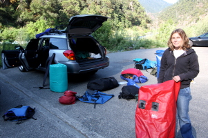 Rebecca packing her drybag