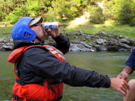 Chugging a beer before trying to fix his thumb