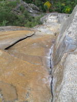 Looking down on pitch 5 (5.10d). Uprising variation on the left (5.11b fists, anyone?)