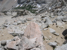 sand & scree descent. most people go up this - hard to believe!