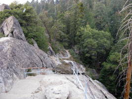 The trail up Moro Rock: note the snowflakes in the picture.