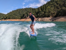 Trying surfing behind a boat for the first time - what a blast!