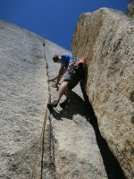 Starting up a fun crack climb warm-up (pretty easy but awesome)