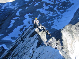 dow climbing on the ridge crest