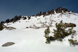 Skiing up, behind Kirkwood