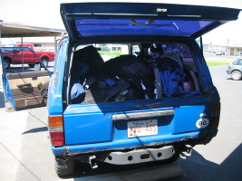 My truck, well-stuffed in a parking lot in Redmond, OR