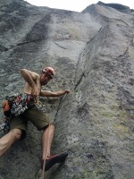 Starting up Seams to Me, awesome 5.10c - best line we did at the crag