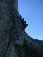 Toproping the arete at the end of the day, pretty desperate