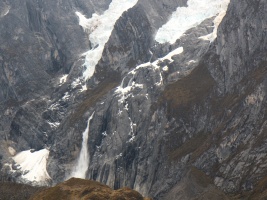 There was pretty regular serac fall from the glaciers