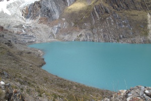 The lake at the base of the Jirishanca/Yerupaja glacier, a day hike we did on day 9