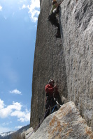 Clement on the 5.11c boulder problem on Astroman