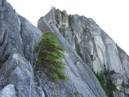 Karén on the crest (you rappel down the opposite side)