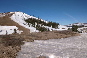 Looking back at the top of Mt Lincoln at Sugarbowl. Ski the ribbon of snow!