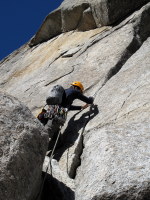 Arranging some protection before the out-of-nowhere crux
