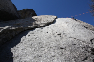 Amazing 5.9 lieback/jamming. Girl toproping 5.11d thin face on the right.