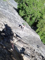 After the 5.9 corner there is an amazing overhanging face which is quite easy, but wild!