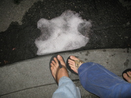 the same night, me and P found snow in palo alto!? :)