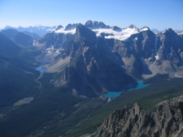 moraine and consolation lakes with the valley of the ten peaks