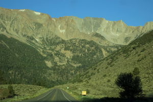 Driving toward the Third Pillar - again, it is the sharp notch in the ridge on the horizon (right side)