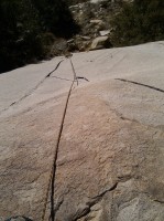 Looking down the upper section of Initiation Crack, 5.10 (starts with amazing fingers, then easy)b